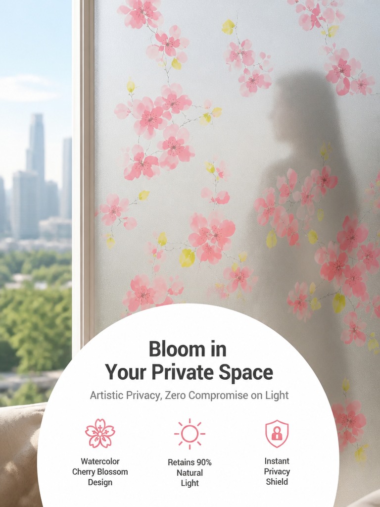 Home Bathroom Glass - Matowa folia okienna zapewniająca prywatność, przezroczysta,