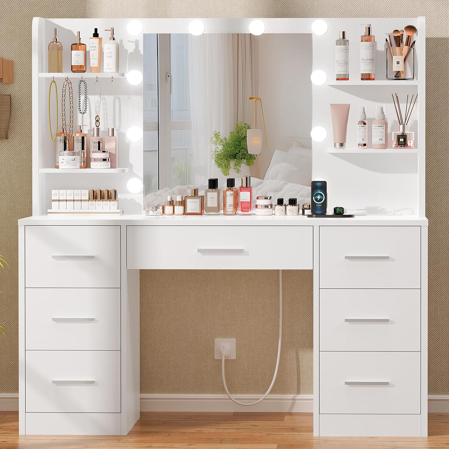 Home Outlet Bathroom Vanity - Duża toaletka z lustrem podświetlanym LED,