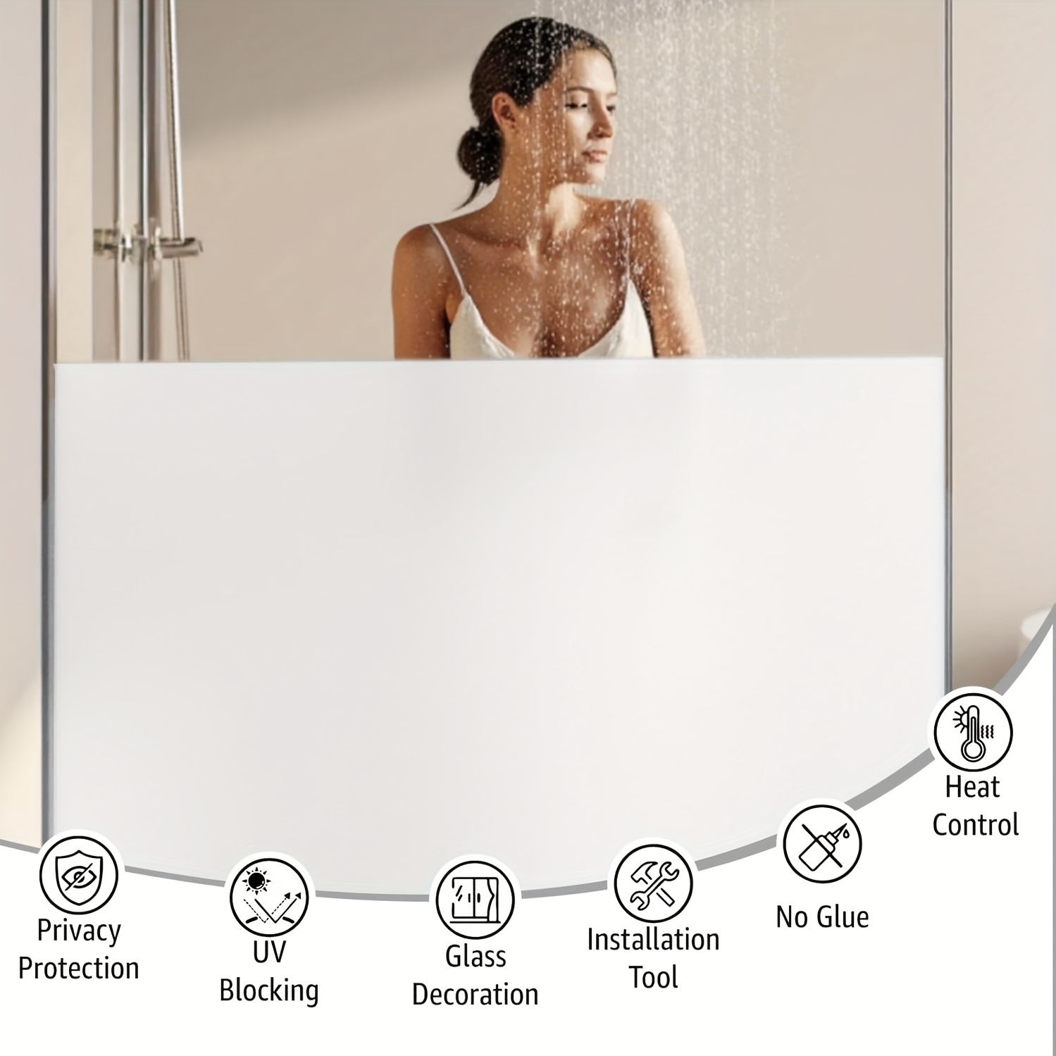 Home Bathroom Glass - Biała Matowa Folia Okienna Zapewniająca Prywatność,