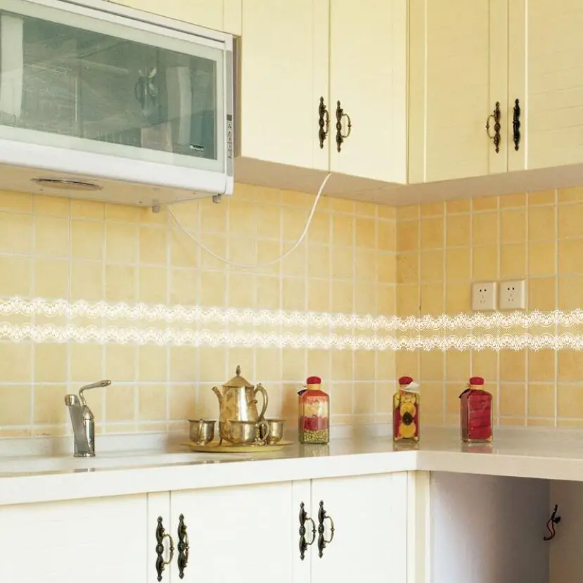 Home Bathroom Tiles - Słodkie koronkowe naklejki na ścianę, bordury,