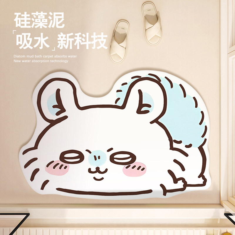 Home Goods Bathroom - Kreskówkowa mata podłogowa Momonga Chiikawa, chłonna,