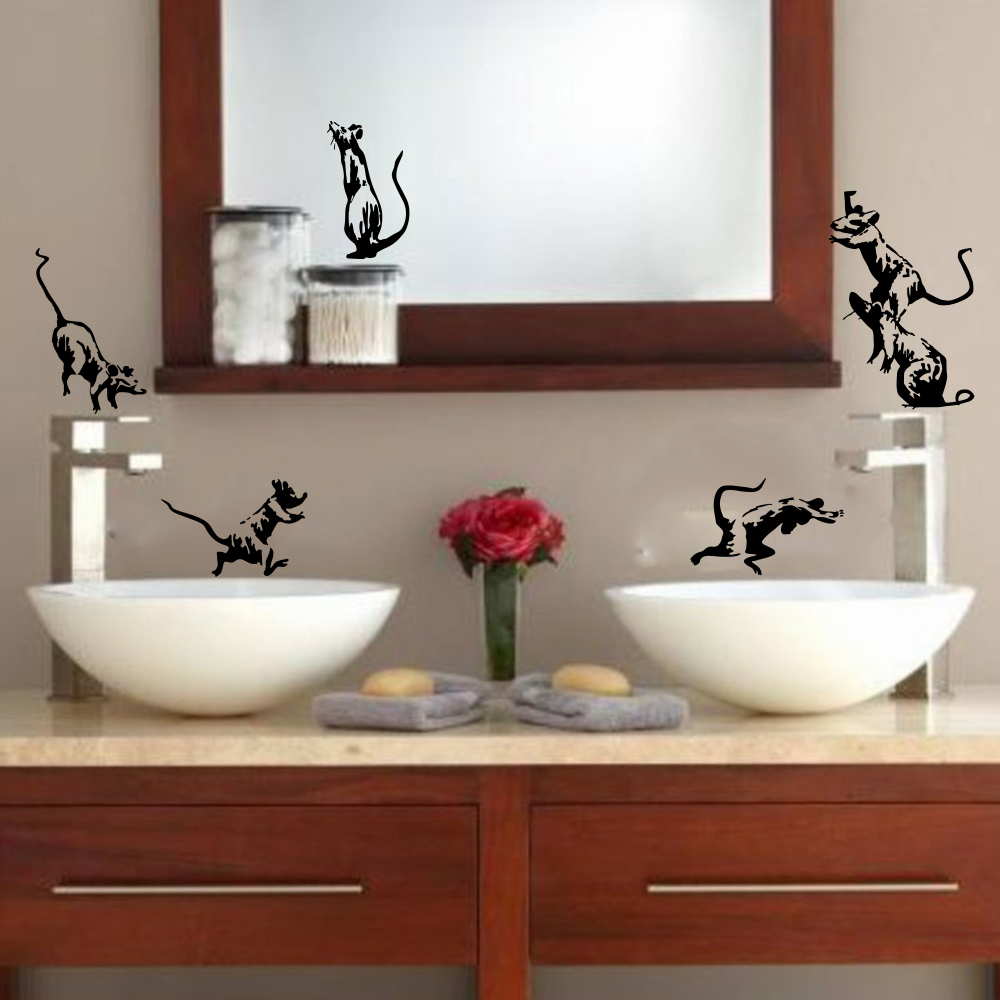 5 sztuk Banksy toaleta szczury – Home Bathroom Wall Tiles recenzja i cena