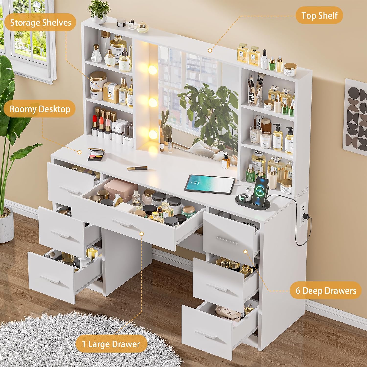 Duża toaletka z lustrem LED i  – Home Outlet Bathroom Vanity recenzja i cena