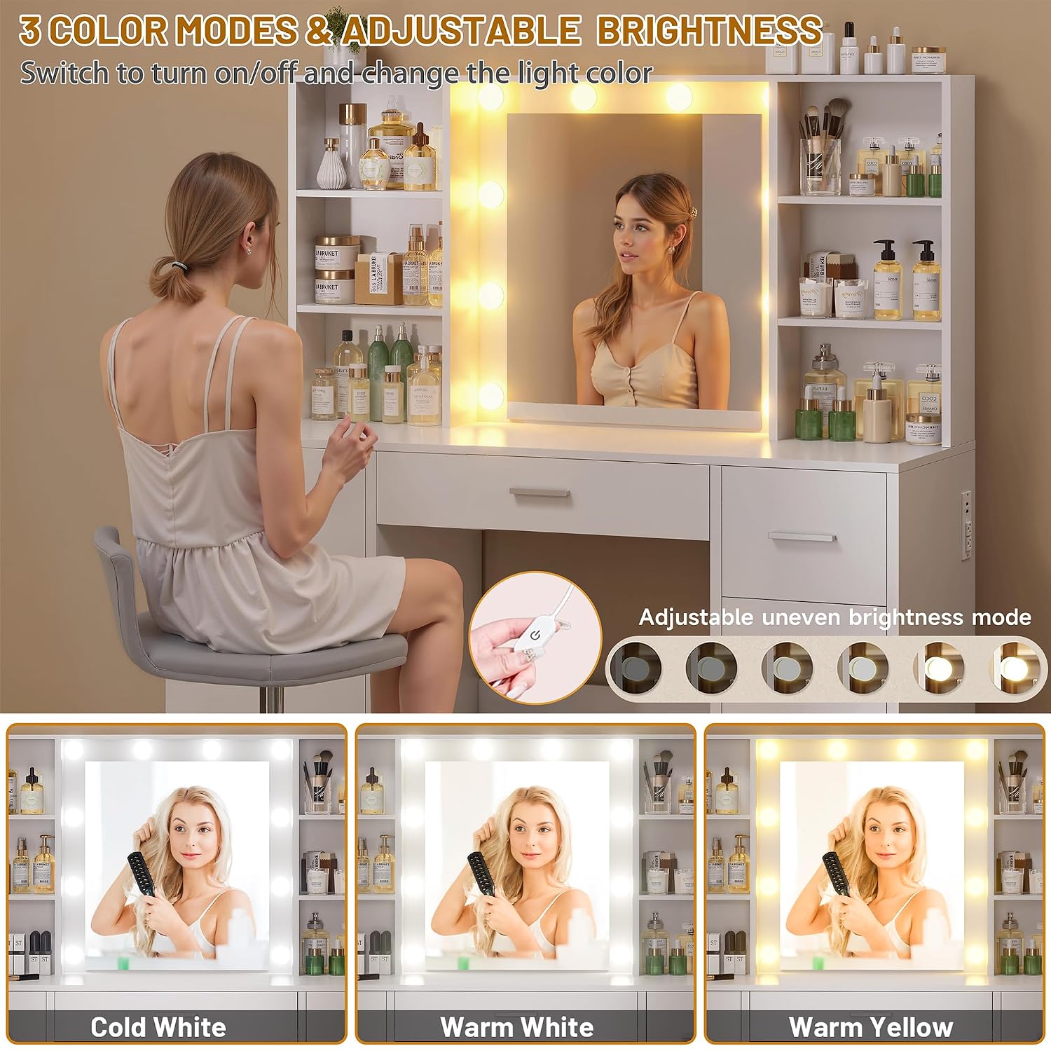 Duża toaletka z lustrem LED i  – Home Outlet Bathroom Vanity recenzja i cena
