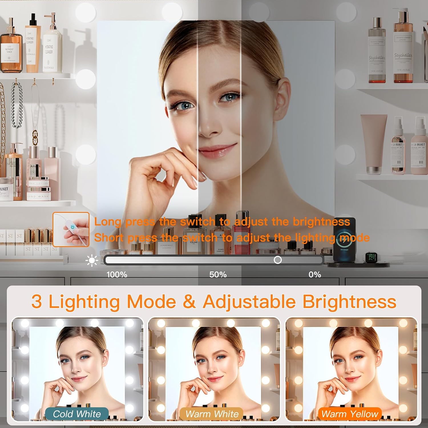 Duża toaletka z lustrem podświ – Home Outlet Bathroom Vanity recenzja i cena