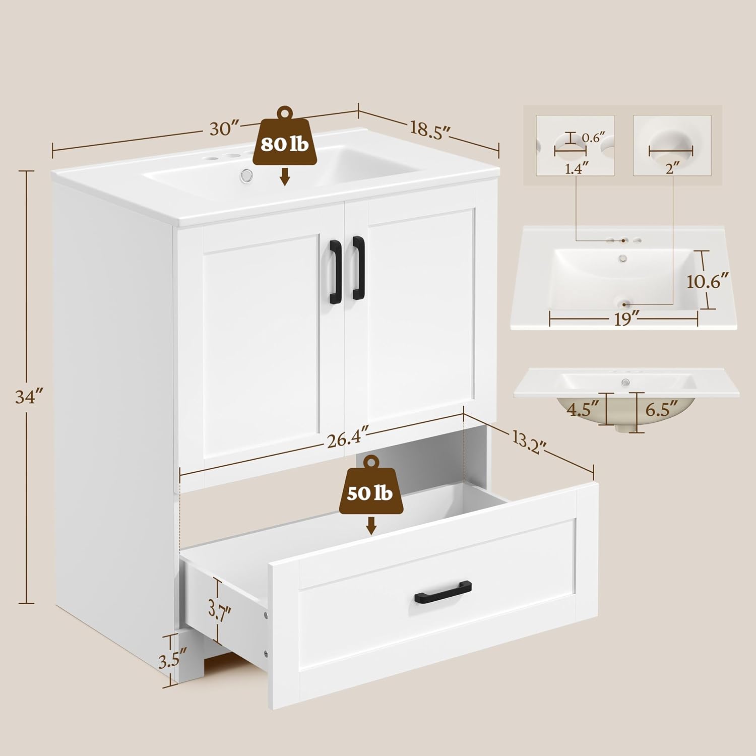 Szafka łazienkowa 30 cali z ce – Home Bathroom Cabinets recenzja i cena